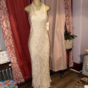 Ralph Lauren Cream Lace Halter Gown